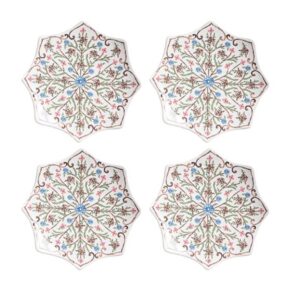 VILLA SEVILLE CHAMBRAY SCALLOPED COCKTAIL PLATE SET/4