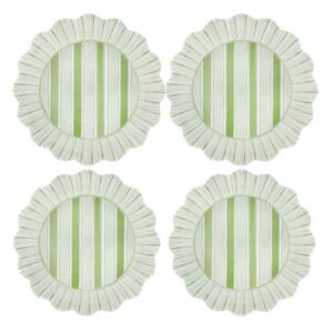 Juliska Cabana Stripe Melamine Dinner Plate Set Of 4 - Seagrass