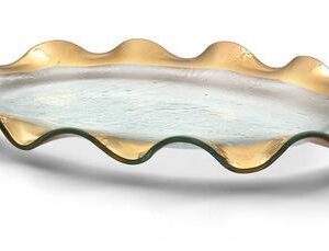 Annieglass Ruffle Oval Platter - Gold