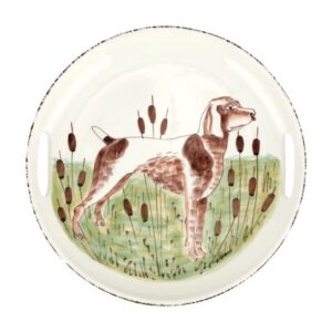 WILDLIFE SPANIEL HANDLED ROUND TRAY