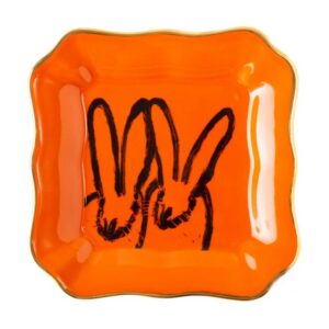 Hunt Slonem Bunny Portrait Plate - Orange