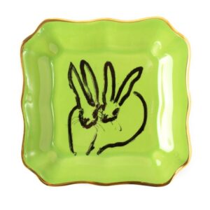 Hunt Slonem Bunny Portrait Plate - Green