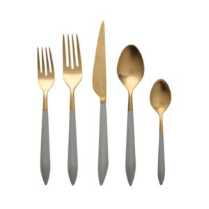 ARES ORO & LIGHT GRAY FIVE PIECE PLACE SETTING