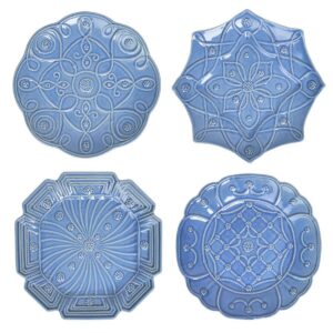 Jardins Du Monde Chambray Dessert Plate Assorted Set/4