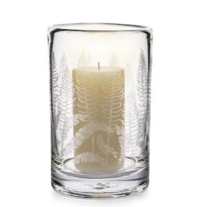 SIMON PEARCE ENGRAVED FERN HURRICANE/PILLAR