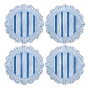 Juliska Cabana Stripe Melamine Dinner Plate, Set Of 4 - Ocean