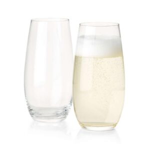 CRYSTAL OF AMERICA "O" STEMLESS CHAMPAGNE SET/2