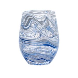 Juliska Puro Marbled Stemless Wine Glass - Blue