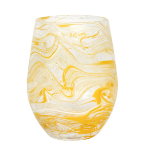 Juliska Puro Marbled Stemless Wine Glass - Yellow