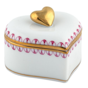 Herend Double Heart Box - Raspberry