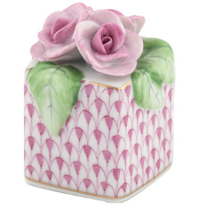 Herend Roses In Vase Figurine - Raspberry