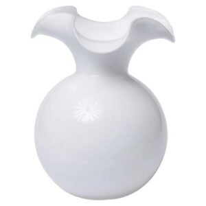 HIBISCUS GLASS WHITE LARGE FLUTED VASE