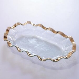 RUFFLE GOLD LARGE SHALLOW OVAL BOWL
