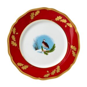 DISC-DISC-WINTER GAME BIRDS RED SALAD PLATE