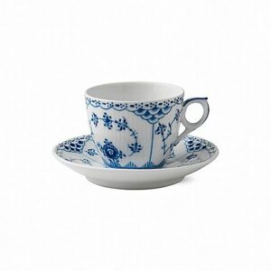 BLUE FLUTED HALF LACE COFFEE CUP & SAUCER