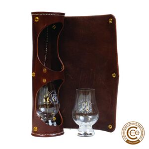 KINGFISHER LEATHERWORKS HIGHLAND WHISKEY GLASS CASE