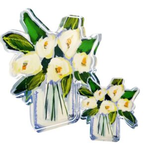 LAUREN DUNN WHITE FLORAL BLOOM BLOCK