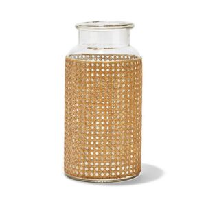 TWO'S COMPANY INC CANE WEBBING JAR VASE LG