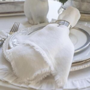 CROWN LINEN DESIGNS LLC PROVENCE OFF WHITE FRINGE NAPKIN