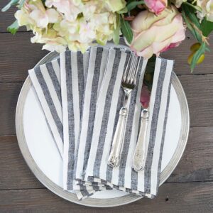 CROWN LINEN DESIGNS LLC NAPKIN SET/4 WASHED BLACK STRIPE