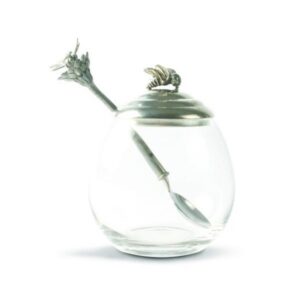 BEE GLASS HONEY POT W/ SPOON
