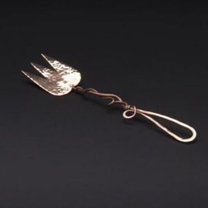 BEN AND LAEL COPPER 3 TINE MEAT FORK W VINE HANDLE