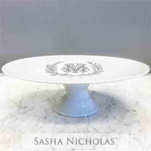 CAKE PLATE COUTURE WREATH MONOGRAM