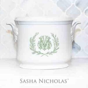 CHAMPAGNE BUCKET COUTURE WREATH SINGLE LETTER MONOGRAM