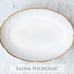 WEAVE 24K ROLD RIM PLAIN OVAL PLATTER
