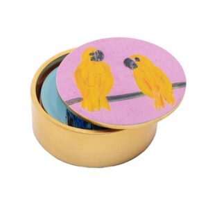 HUNT SLONEM INTERNATIONAL LLC BELLE BIRDS ROUND COASTER BOX SET