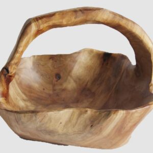 GREENER VALLEY TRADING CORP WOOD LIVE EDGE BASKET WITH HANDLES MED LARGE 12-13