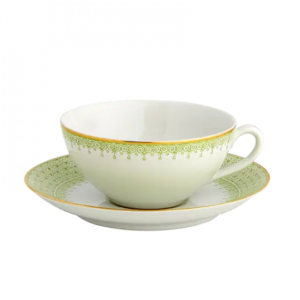 APPLE LACE GREEN COUPE CUP AND SAUCER